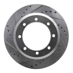 Ford F-350 Super Duty Brake Rotor (1) - Rear Left - R1 Concepts - Drilled & Slotted - Silver - `05-`12
